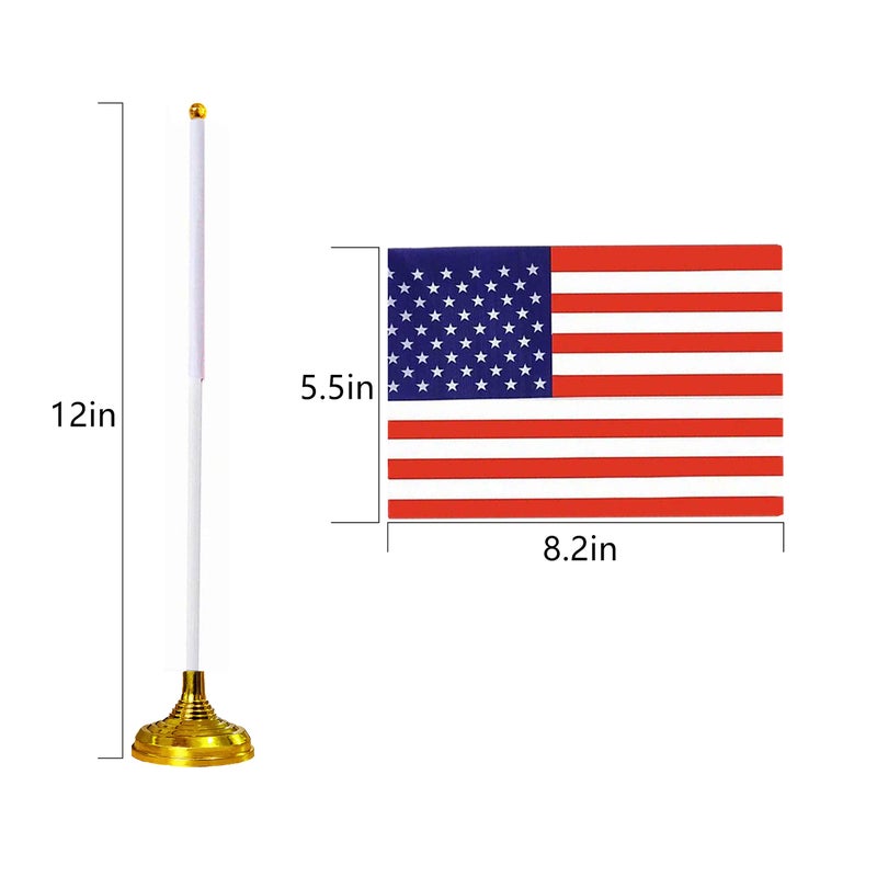 tibijoy 24-Piece American Table Flags, Polyester Desk Flags Set, 8.2'' x 5.5'' Mini USA Flags, Conferences, Patriotic Decoration, Durable, Indoor Use - Image 4